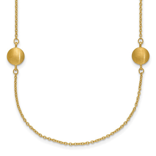 14K Brushed and Polished 8 Station Fancy 36in Necklace
