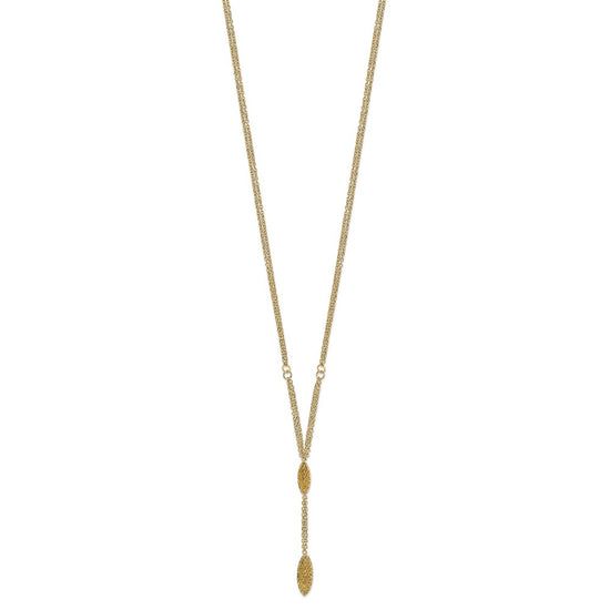 14k Fancy Y Diamond-cut Drop w/1in ext. Necklace