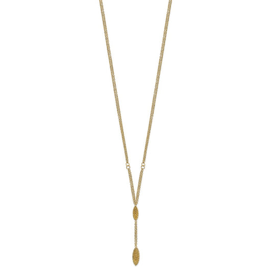 14k Fancy Y Diamond-cut Drop w/1in ext. Necklace