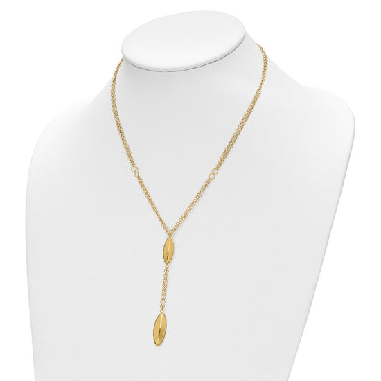 14k Fancy Y Diamond-cut Drop w/1in ext. Necklace