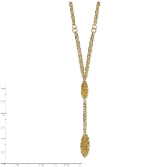 14k Fancy Y Diamond-cut Drop w/1in ext. Necklace