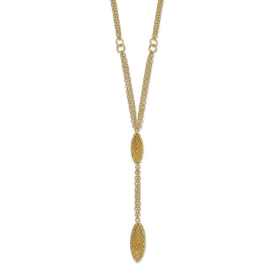 14k Fancy Y Diamond-cut Drop w/1in ext. Necklace