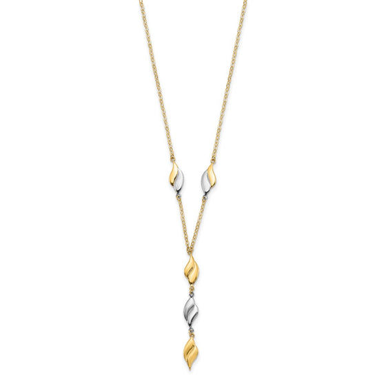 14K Two-tone Polished Wavy Dangle Fancy 17 inch Y-Drop Necklace