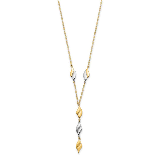 14K Two-tone Polished Wavy Dangle Fancy 17 inch Y-Drop Necklace