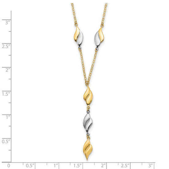 14K Two-tone Polished Wavy Dangle Fancy 17 inch Y-Drop Necklace