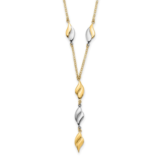 14K Two-tone Polished Wavy Dangle Fancy 17 inch Y-Drop Necklace