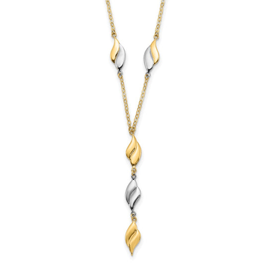 14K Two-tone Polished Wavy Dangle Fancy 17 inch Y-Drop Necklace