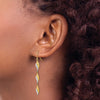 14K Two-tone Polished Wavy Dangle Shepherd Hook Earrings