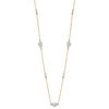 14K Two Tone Polished Diamond-cut Puffed Hearts and Beads 18 inch Necklace