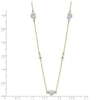14K Two Tone Polished Diamond-cut Puffed Hearts and Beads 18 inch Necklace