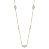 14K Two Tone Polished Diamond-cut Puffed Hearts and Beads 18 inch Necklace