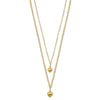14K Double Layer Heart Link with Polished Puffed Hearts 16 inch Necklace Plus 2 inch Extender