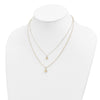 14K Double Layer Heart Link with Polished Puffed Hearts 16 inch Necklace Plus 2 inch Extender