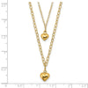 14K Double Layer Heart Link with Polished Puffed Hearts 16 inch Necklace Plus 2 inch Extender