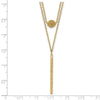 14K Double Layer Hollow Filigree Bead and Diamond-cut Bar 16 inch Necklace Plus 2 inch Extender
