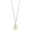 14K Two-tone Polished and Diamond-cut Teardrop and Bar 17 inch Necklace