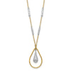14K Two-tone Polished and Diamond-cut Teardrop and Bar 17 inch Necklace