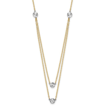 14K Two-tone Polished Diamond-cut Discs Double Layer 17 inch Necklace