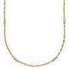 14K Two-tone Diamond-cut Chain and Mini Bar Links Fancy 18 inch Necklace