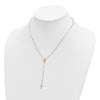 14k Tri-color Cross and Miraculous Medal with Laser-cut Beads 17 inch Rosary Necklace Plus 3 inch Extender