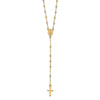 14k Tri-color Cross and Miraculous Medal with Laser-cut Beads 17 inch Rosary Necklace Plus 3 inch Extender