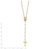 14k Tri-color Cross and Miraculous Medal with Laser-cut Beads 17 inch Rosary Necklace Plus 3 inch Extender