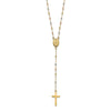 14k Tri-color Cross and Miraculous Medal with Laser-cut Beads 17 inch Rosary Necklace Plus 3 inch Extender
