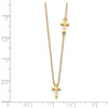 14k Polished Sideways Cross and Cross Pendant 18 inch Necklace