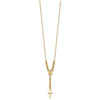 14K Polished Miraculous Medal and Cross with Diamond-cut Beads 17 inch Y-Necklace