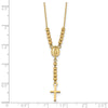 14K Polished Miraculous Medal and Cross with Diamond-cut Beads 17 inch Y-Necklace
