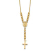 14K Polished Miraculous Medal and Cross with Diamond-cut Beads 17 inch Y-Necklace