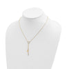 14K Polished Heart with Dangle Cross and Miraculous Medal 17 inch Y-Necklace