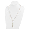 14K Tri-color Polished Crucifix and Miraculous Medal with Faceted Beads 24 inch Rosary Necklace