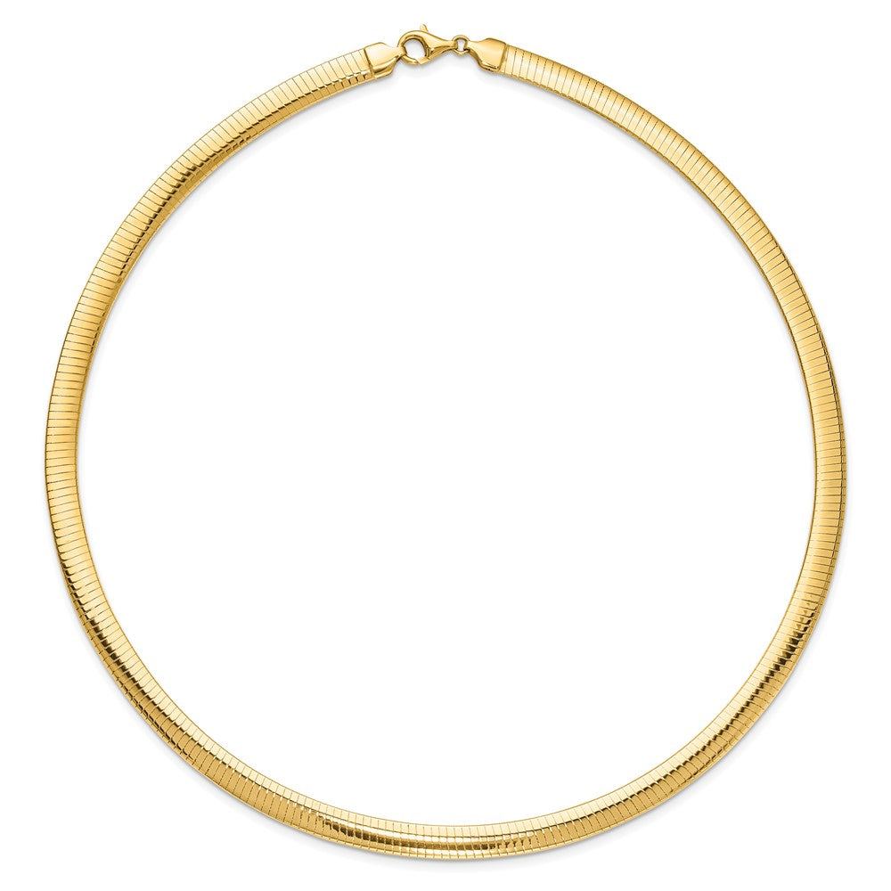 14k Flat 6mm Fancy Diamond-cut Reversible to High Polished 17.25 inch Omega Necklace