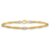 14K Two-tone Polished 3.6mm Fancy Beaded 5-Station 7.5 inch Bracelet
