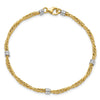 14K Two-tone Polished 3.6mm Fancy Beaded 5-Station 7.5 inch Bracelet