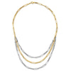 14K Two-tone Polished Fancy Paperclip Link 3-Strand Bib 18.25 inch Necklace