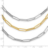 14K Two-tone Polished Fancy Paperclip Link 3-Strand Bib 18.25 inch Necklace