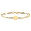 14K Polished Paperclip Link with Circle and Bars 8.25 inch Bracelet