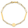 14K Polished Paperclip Link with Circle and Bars 8.25 inch Bracelet