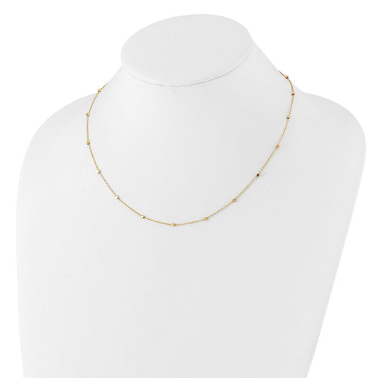 14K Polished Cube Stations 16 inch Necklace Plus 2 inch Extender