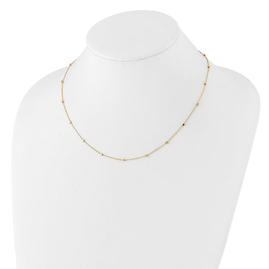 14K Polished Cube Stations 16 inch Necklace Plus 2 inch Extender