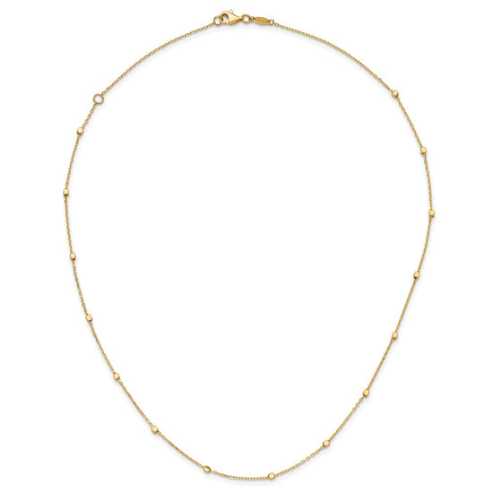 14K Polished Cube Stations 16 inch Necklace Plus 2 inch Extender