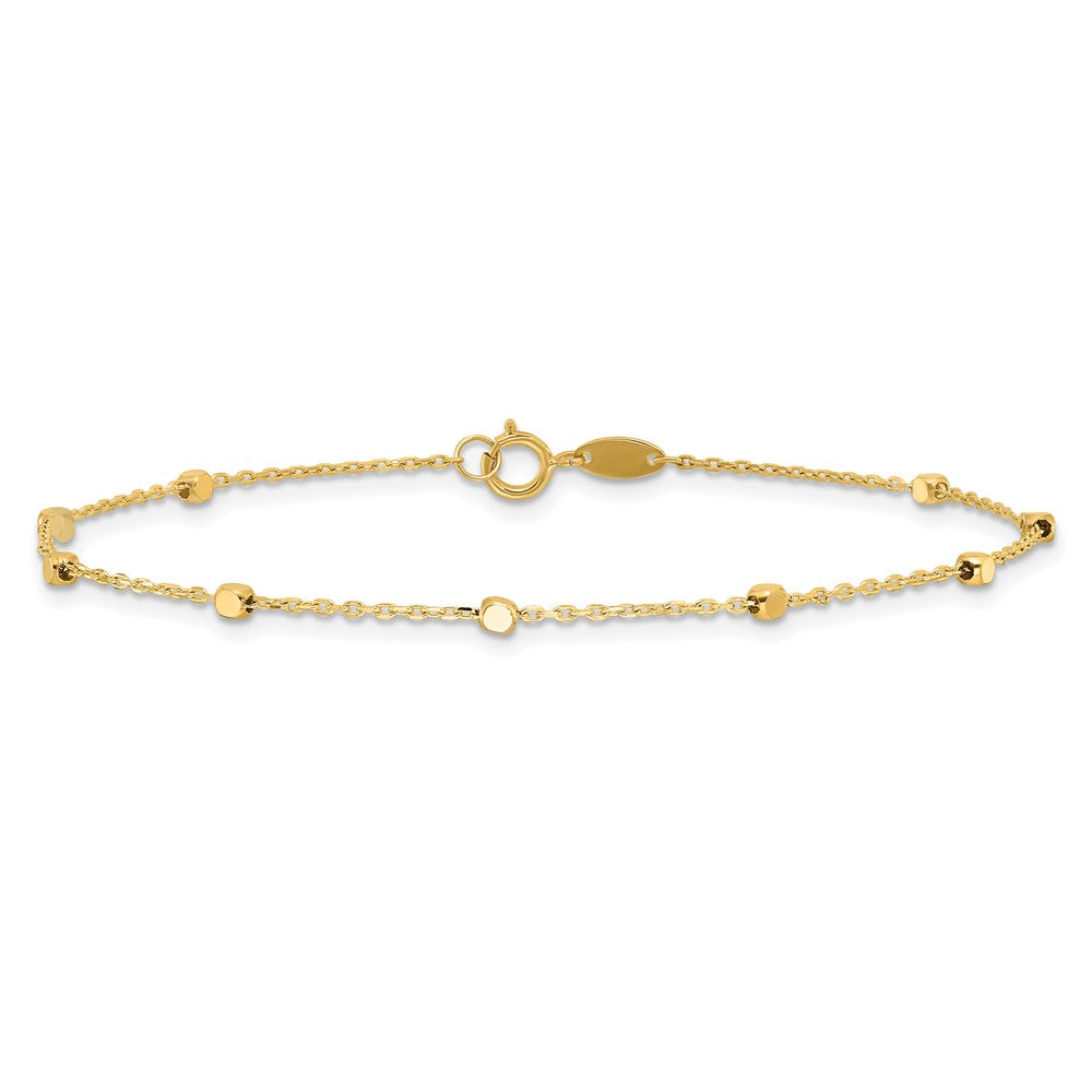 14K Polished Cube Stations 7.75 inch Bracelet