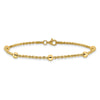 14k Mirror Beads and Diamond-cut Rope Chain 5-Station 7.5 inch Bracelet
