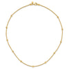 14K Polished Diamond-cut Beads and Mesh Chain 17 inch Necklace