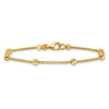 14K Polished Diamond-cut Beads and Mesh Chain 7.5 inch Bracelet