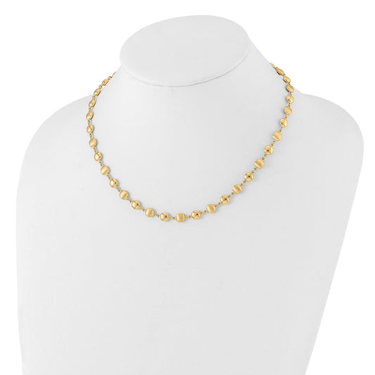 14K Polished and Satin 5.5mm Puffed Circles 17.75 inch Necklace