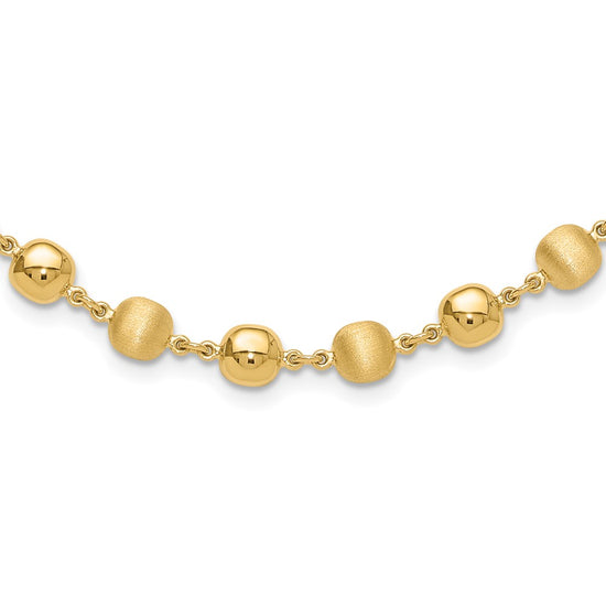 14K Polished and Satin 5.5mm Puffed Circles 17.75 inch Necklace