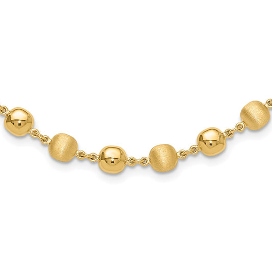 14K Polished and Satin 5.5mm Puffed Circles 17.75 inch Necklace
